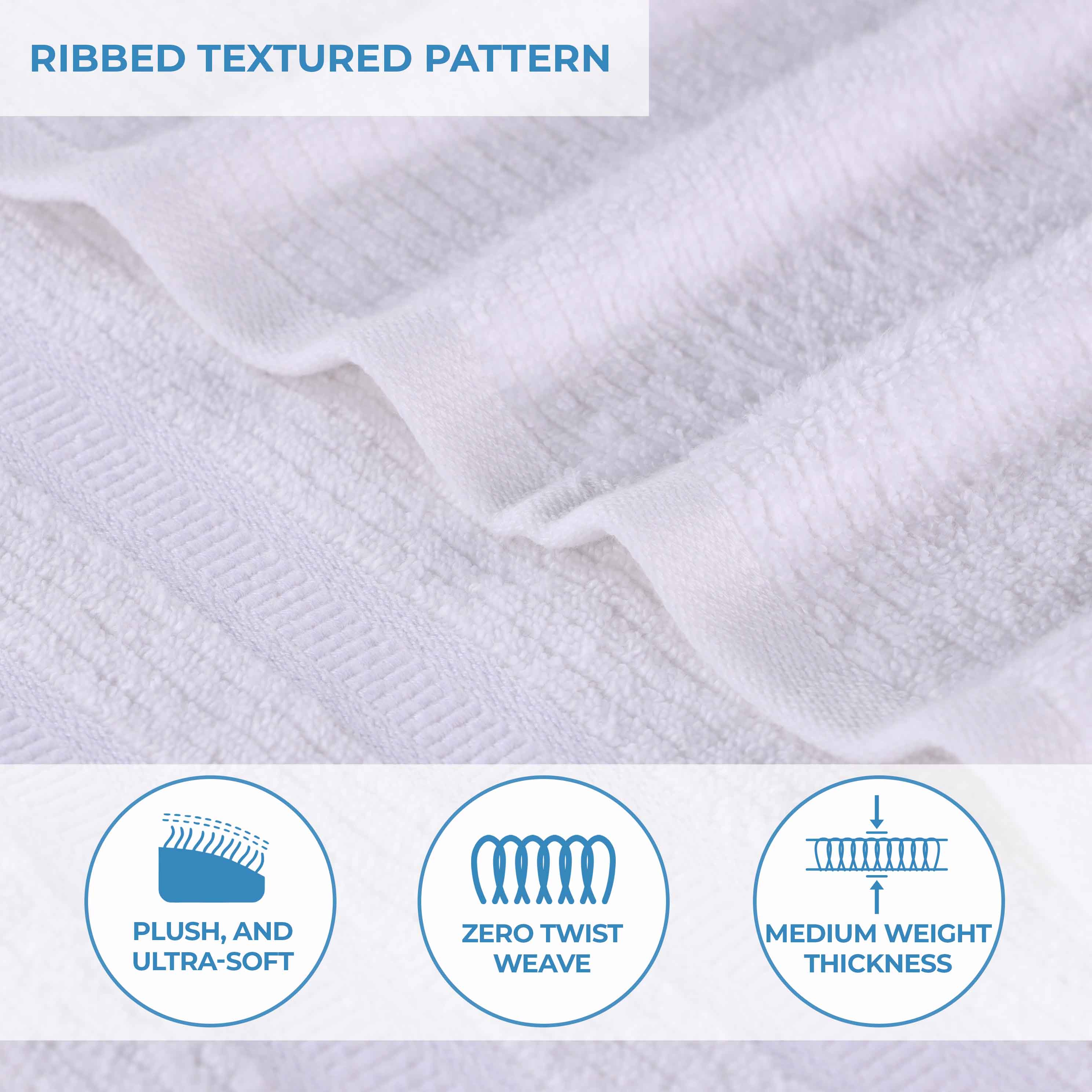 Brea Zero Twist Cotton Ribbed Geometric Border 3 Piece Towel Set - Towel Set by Superior Brand