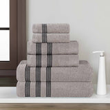 Zero Twist Cotton Ribbed Towel Set 6-Piece - Brea - Towel Set by Superior Brand