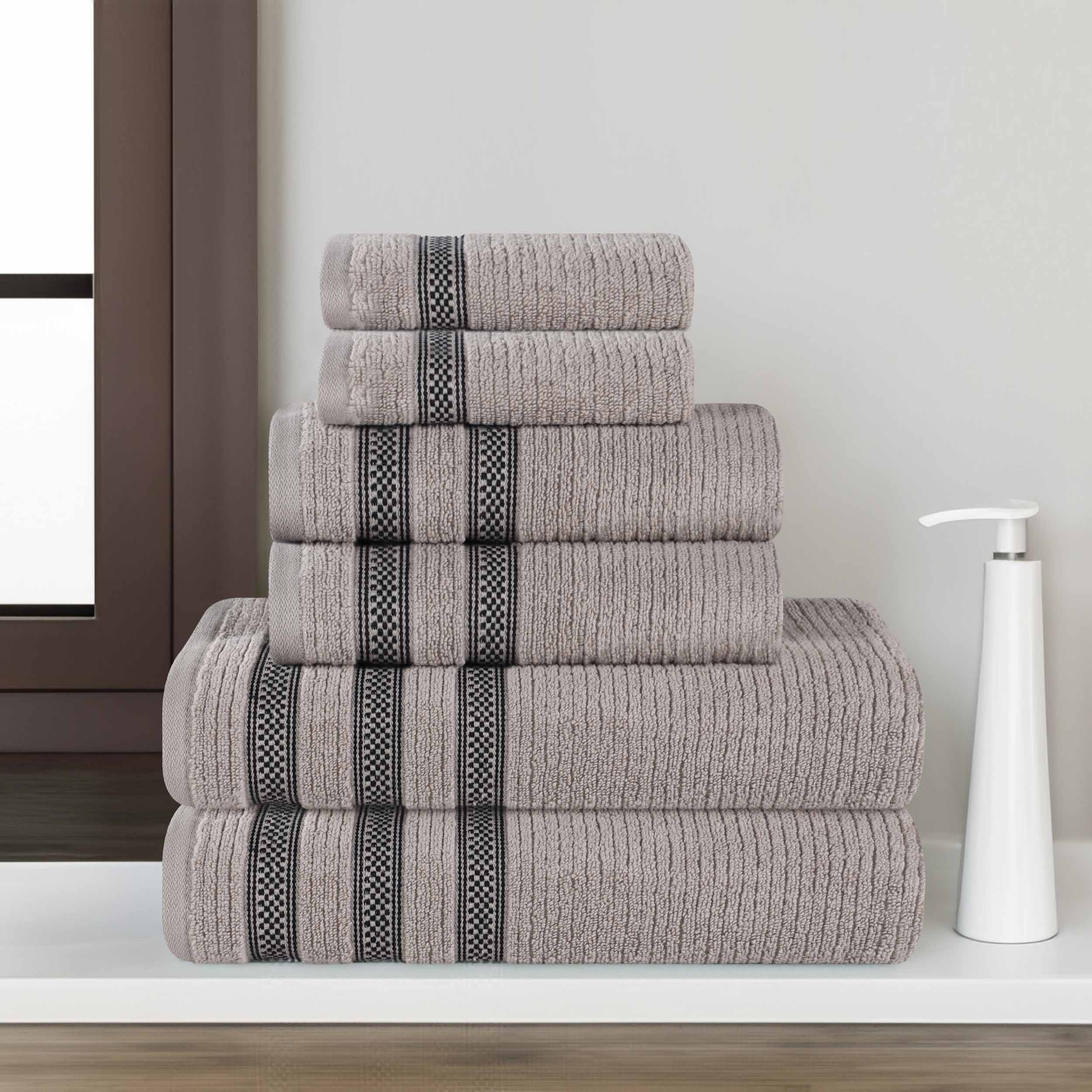 Zero Twist Cotton Ribbed Towel Set 6-Piece - Brea - Towel Set by Superior Brand