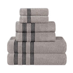 Zero Twist Cotton Ribbed Towel Set 6-Piece - Brea - Towel Set by Superior Brand
