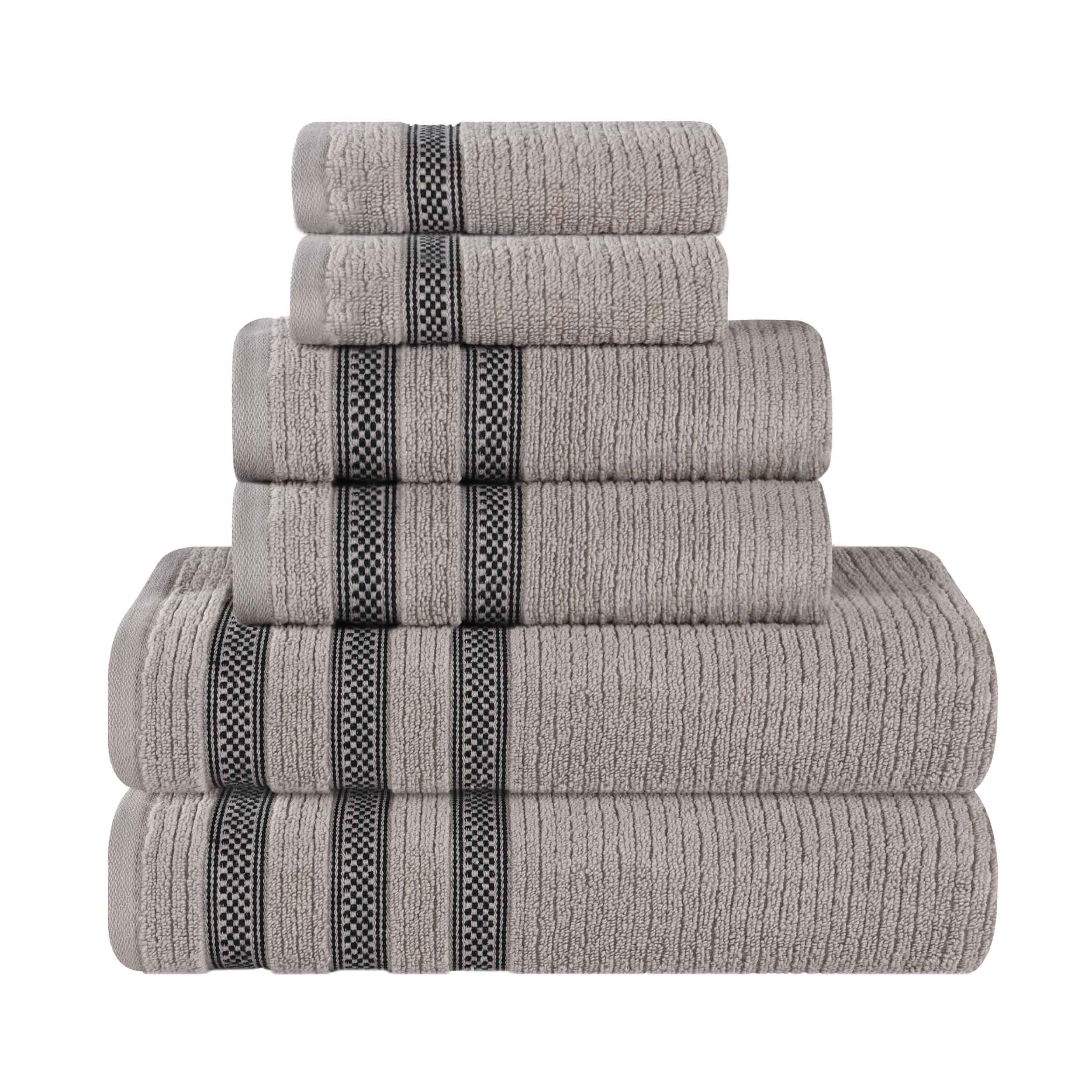 Zero Twist Cotton Ribbed Towel Set 6-Piece - Brea - Towel Set by Superior Brand