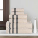 Zero Twist Cotton Ribbed Towel Set 6-Piece - Brea - Towel Set by Superior Brand