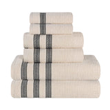 Zero Twist Cotton Ribbed Towel Set 6-Piece - Brea - Towel Set by Superior Brand