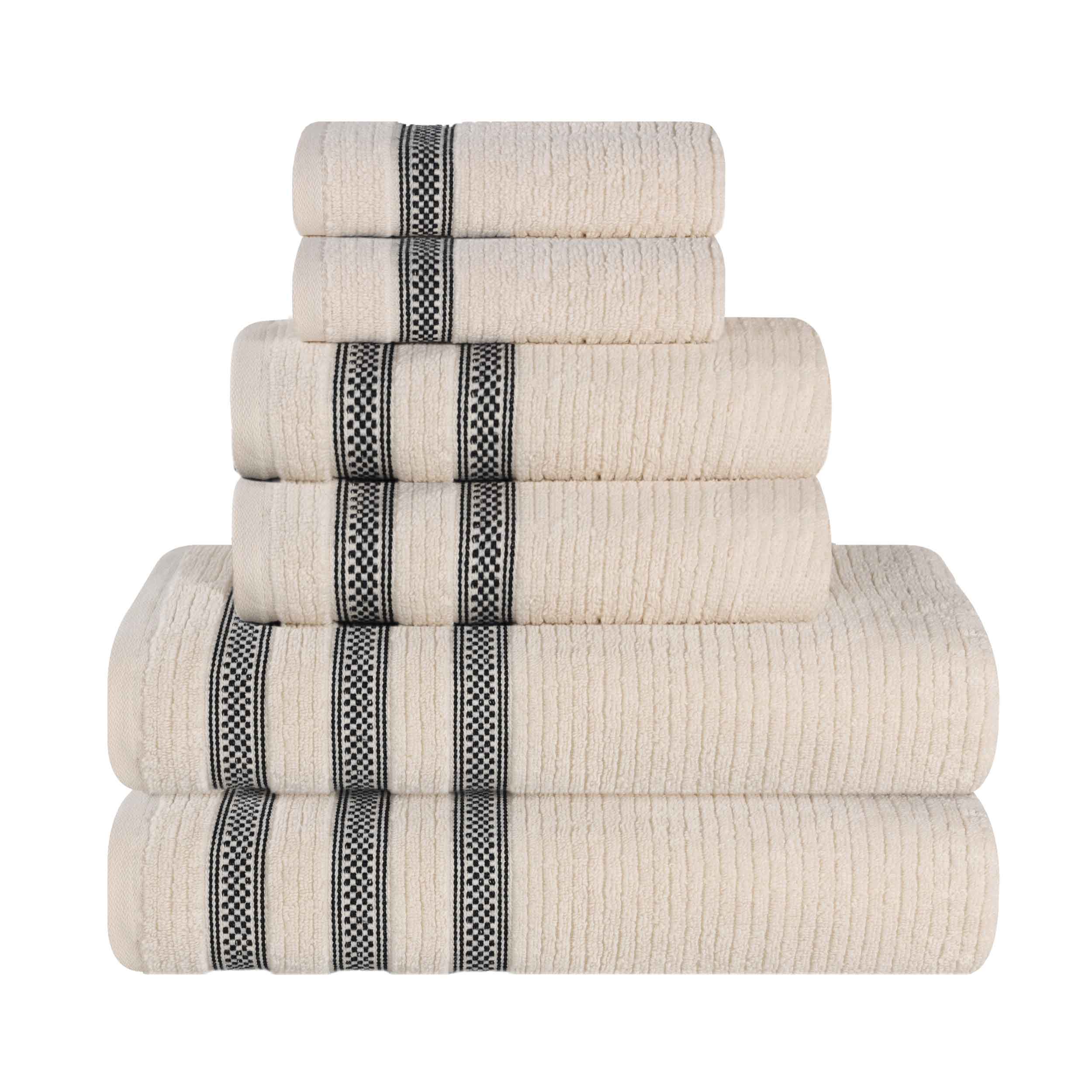 Zero Twist Cotton Ribbed Towel Set 6-Piece - Brea - Towel Set by Superior Brand