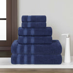 Zero Twist Cotton Ribbed Towel Set 6-Piece - Brea - Towel Set by Superior Brand