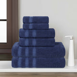 Zero Twist Cotton Ribbed Towel Set 6-Piece - Brea - Towel Set by Superior Brand