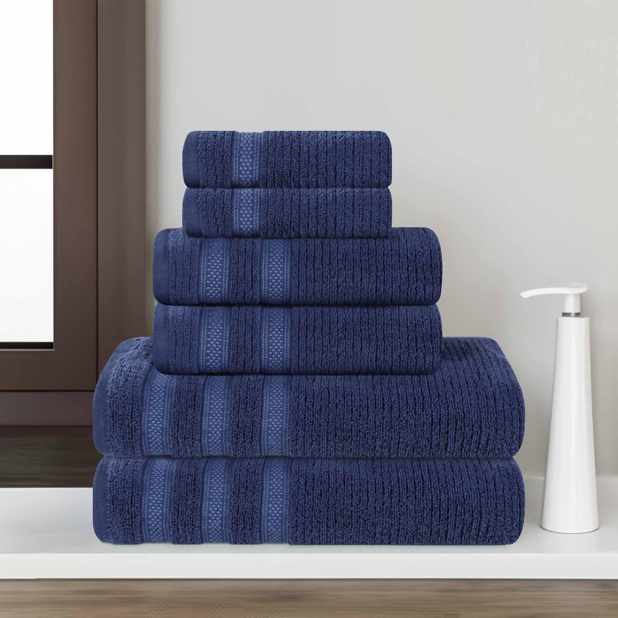 Zero Twist Cotton Ribbed Towel Set 6-Piece - Brea - Towel Set by Superior Brand