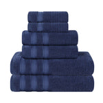 Zero Twist Cotton Ribbed Towel Set 6-Piece - Brea - Towel Set by Superior Brand