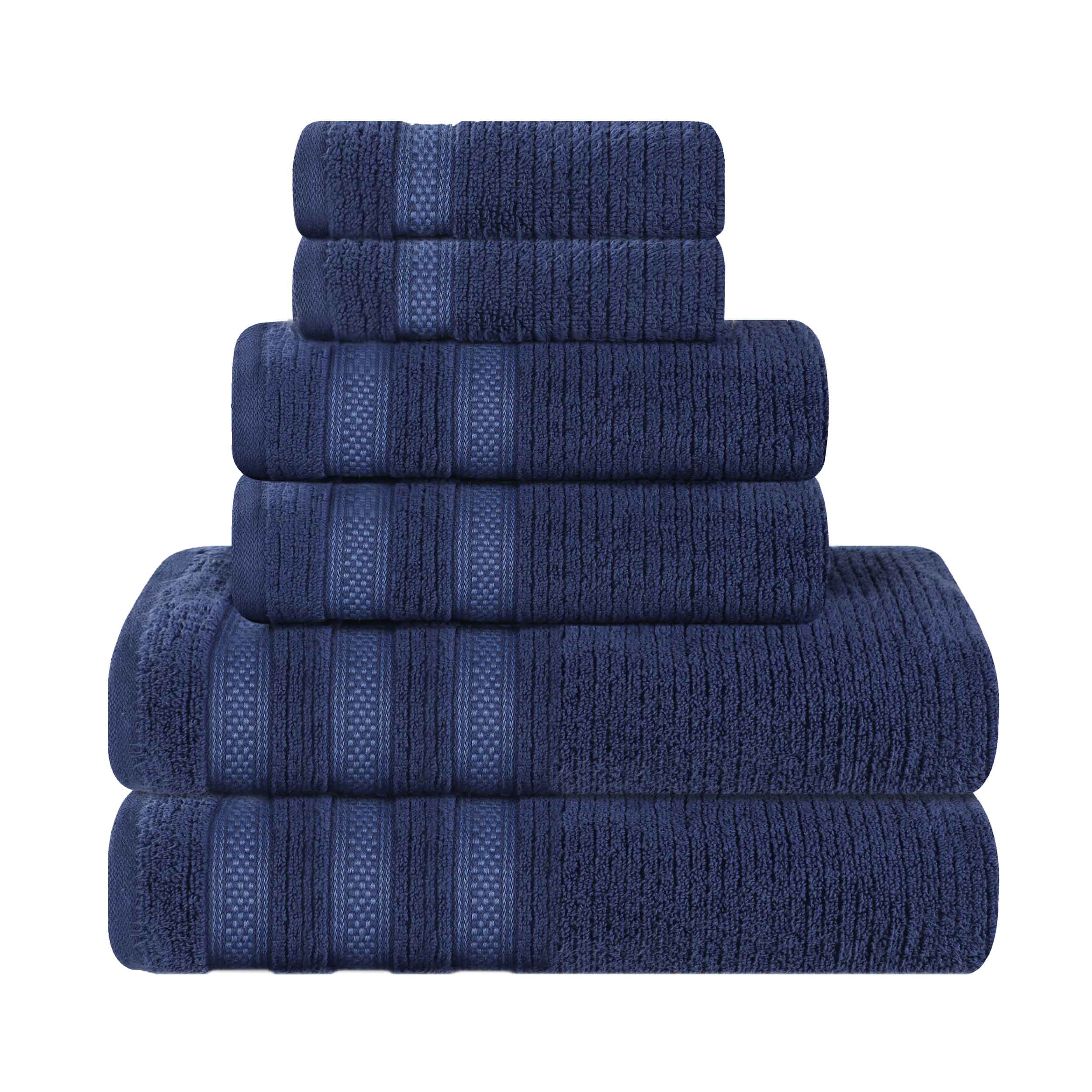 Zero Twist Cotton Ribbed Towel Set 6-Piece - Brea - Towel Set by Superior Brand