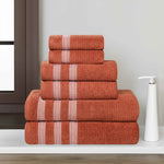 Zero Twist Cotton Ribbed Towel Set 6-Piece - Brea - Towel Set by Superior Brand