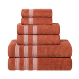 Zero Twist Cotton Ribbed Towel Set 6-Piece - Brea - Towel Set by Superior Brand