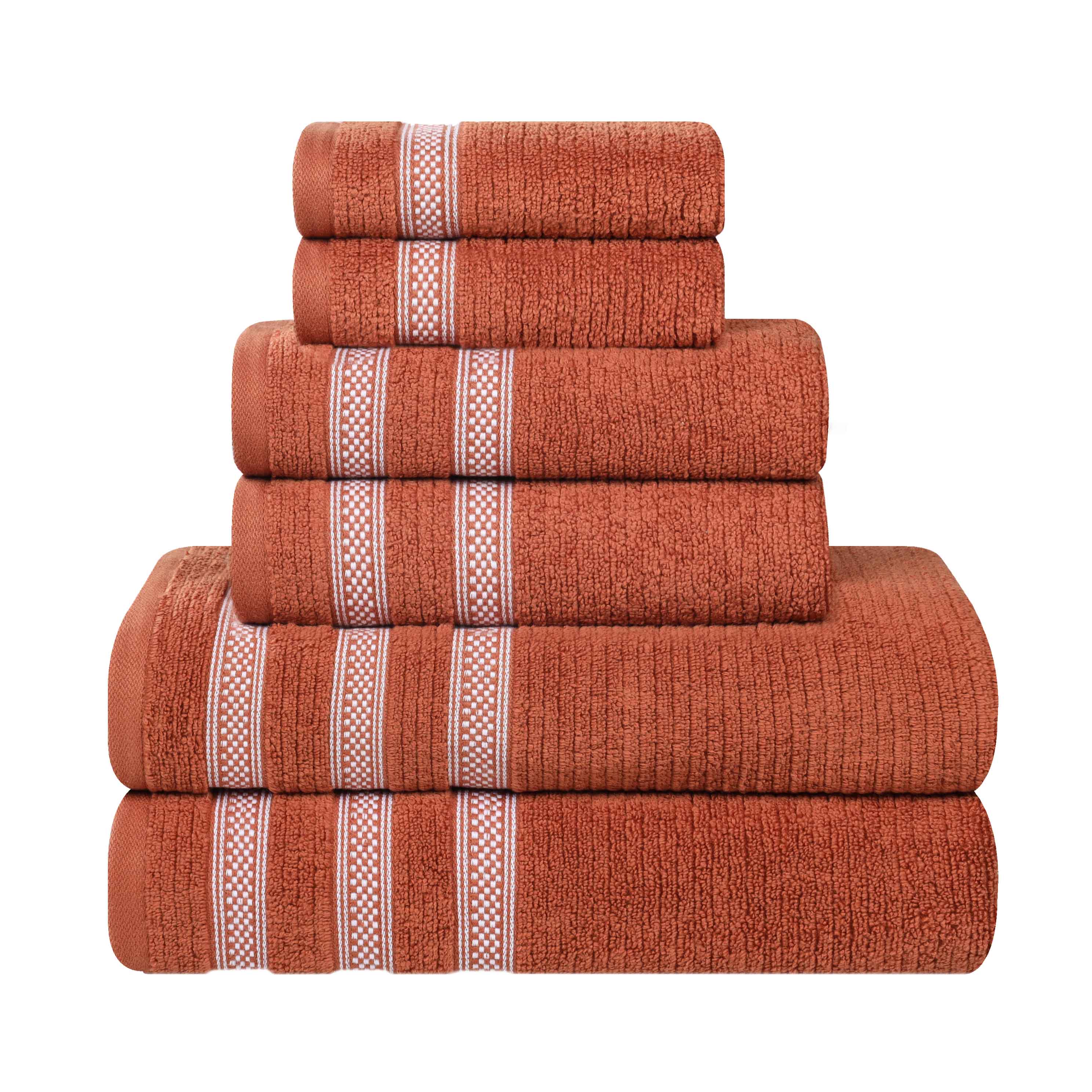 Zero Twist Cotton Ribbed Towel Set 6-Piece - Brea - Towel Set by Superior Brand