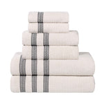 Zero Twist Cotton Ribbed Towel Set 6-Piece - Brea - Towel Set by Superior Brand