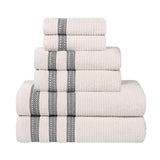 Zero Twist Cotton Ribbed Towel Set 6-Piece - Brea - Towel Set by Superior Brand