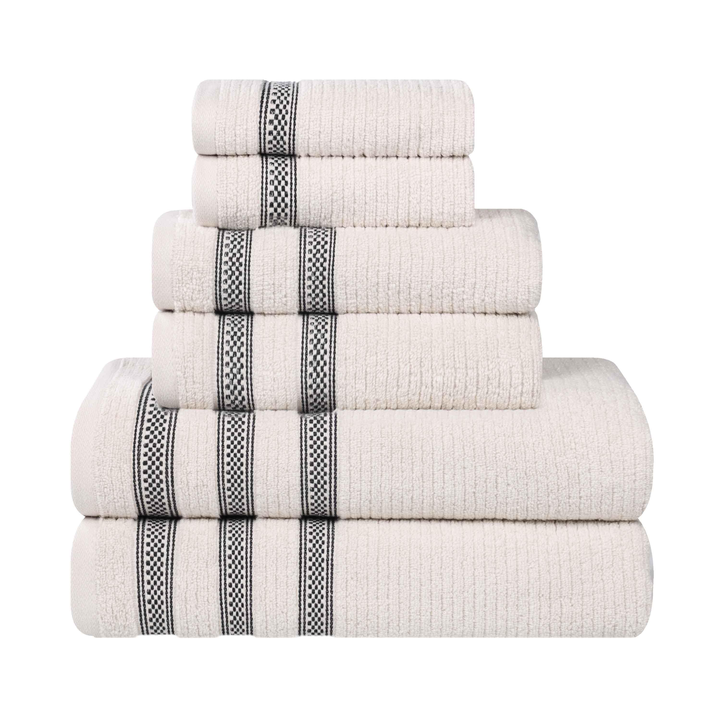 Zero Twist Cotton Ribbed Towel Set 6-Piece - Brea - Towel Set by Superior Brand