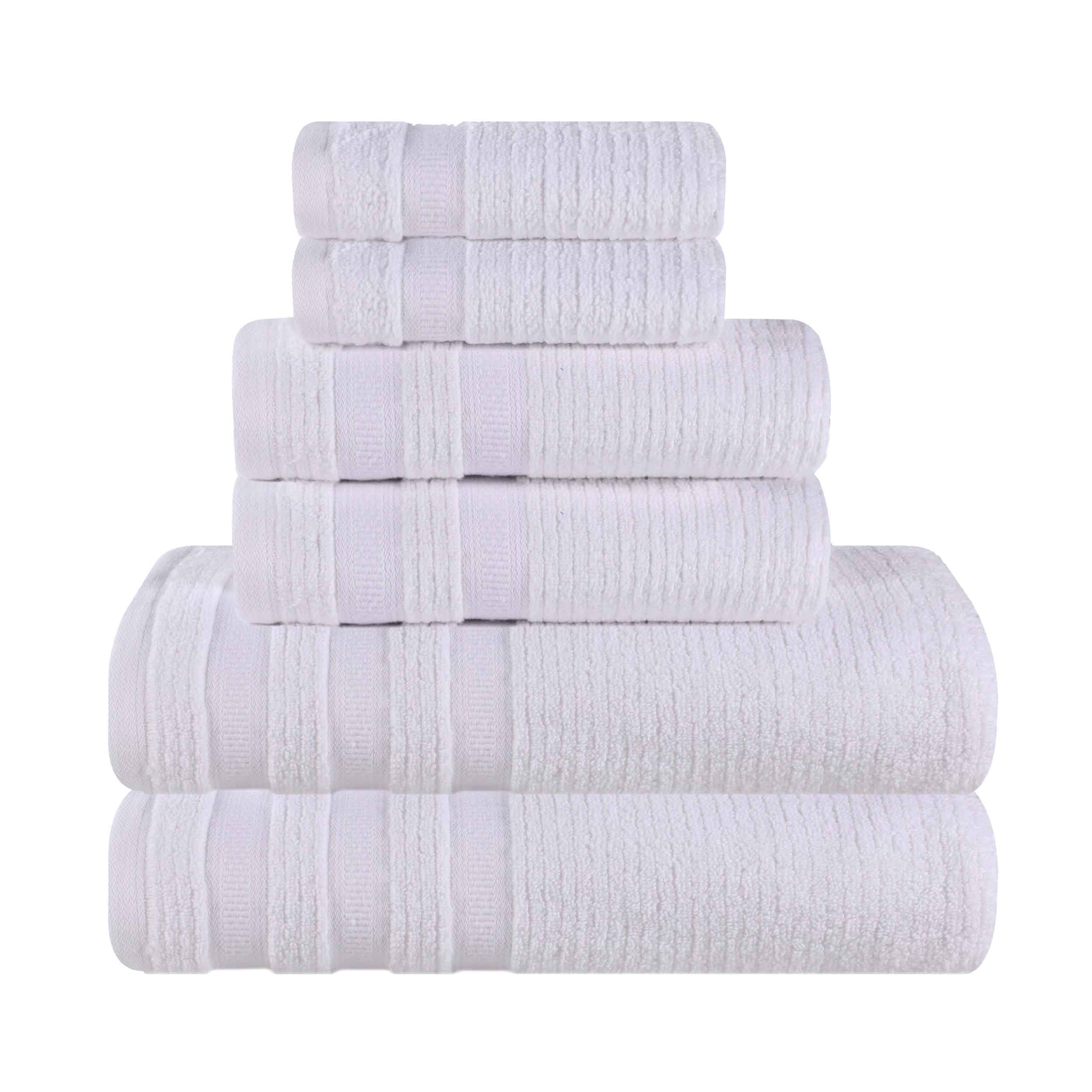 Zero Twist Cotton Ribbed Towel Set 6-Piece - Brea - Towel Set by Superior Brand