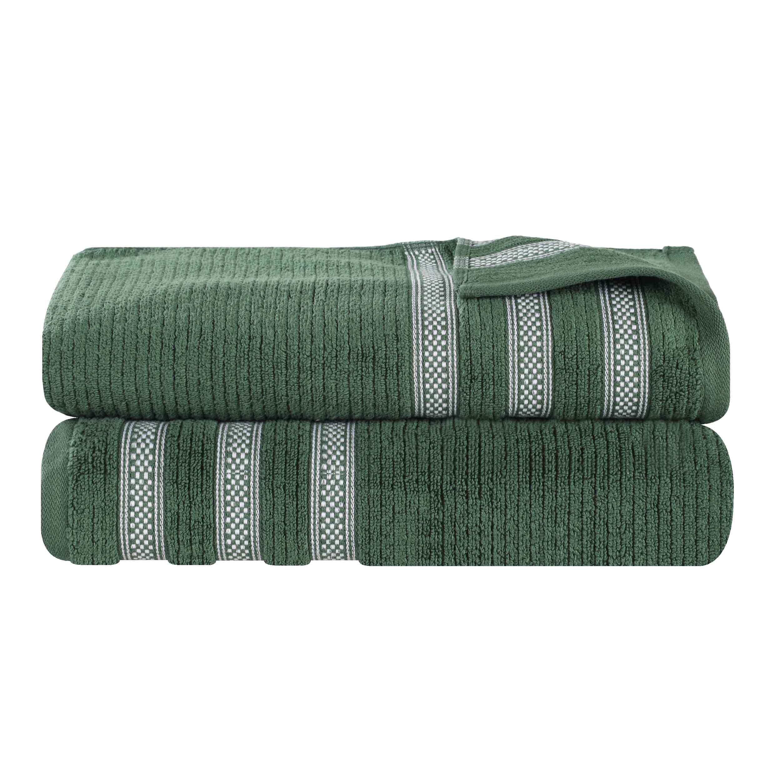 Brea Zero Twist Cotton Ribbed Geometric Border Bath Sheet Set of 2 - Bath Sheet by Superior Brand