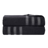 Brea Zero Twist Cotton Ribbed Geometric Border Bath Sheet Set of 2 - Bath Sheet by Superior Brand