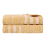 Brea Zero Twist Cotton Ribbed Geometric Border Bath Sheet Set of 2 - Bath Sheet by Superior Brand