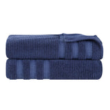 Brea Zero Twist Cotton Ribbed Geometric Border Bath Sheet Set of 2 - Bath Sheet by Superior Brand