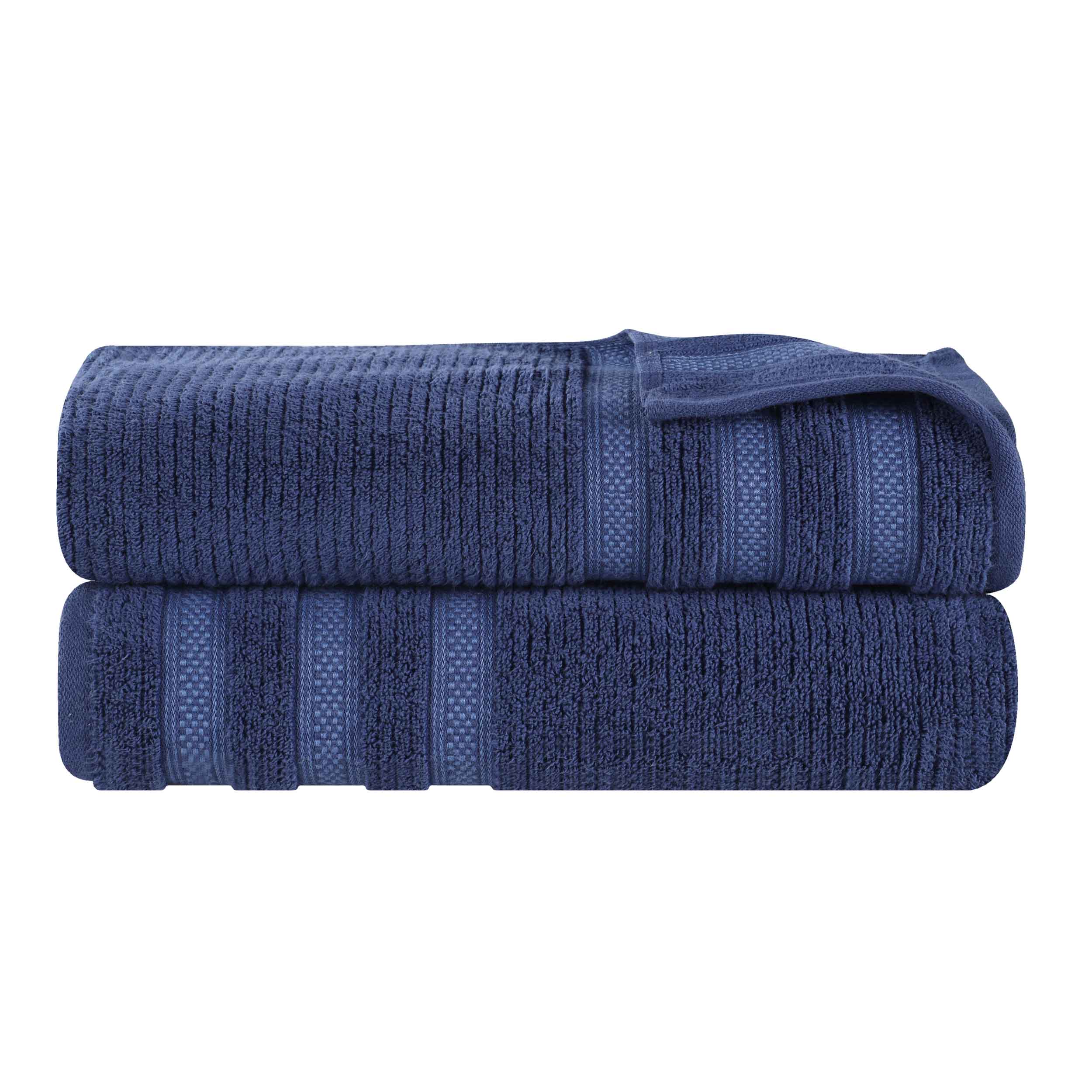 Brea Zero Twist Cotton Ribbed Geometric Border Bath Sheet Set of 2 - Bath Sheet by Superior Brand