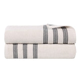 Brea Zero Twist Cotton Ribbed Geometric Border Bath Sheet Set of 2 - Bath Sheet by Superior Brand