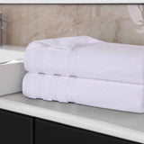 Brea Zero Twist Cotton Ribbed Geometric Border Bath Sheet Set of 2 - Bath Sheet by Superior Brand