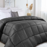 Brushed Microfiber Down Alternative Medium Weight Striped Comforter - Comforter by Superior Brand