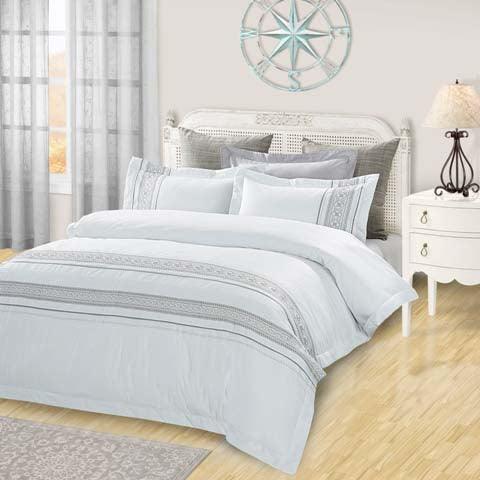 100% Cotton Embroidered Geometric Duvet Cover Set - Duvet Cover Set by Superior Brand
