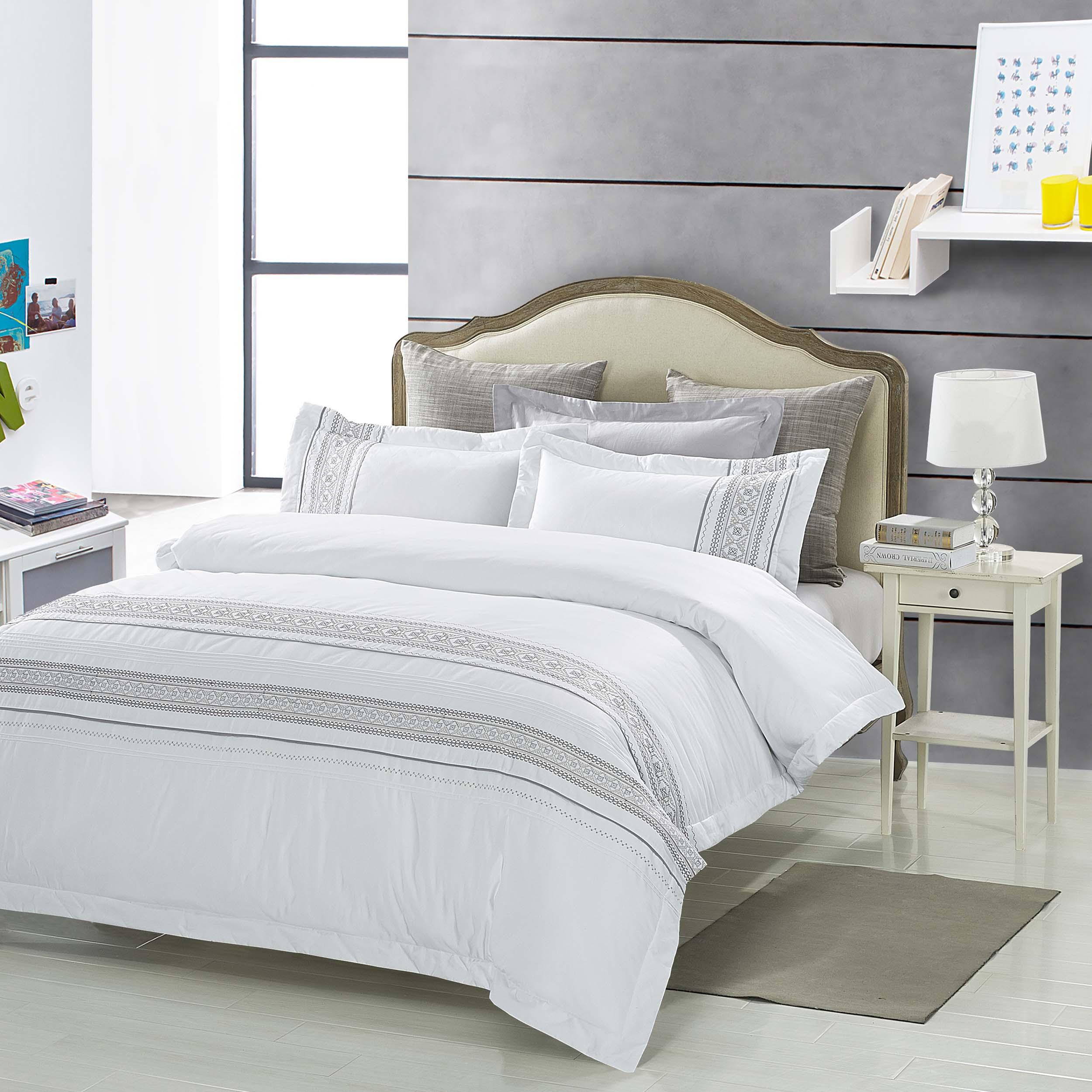 100% Cotton Embroidered Geometric Duvet Cover Set - Duvet Cover Set by Superior Brand