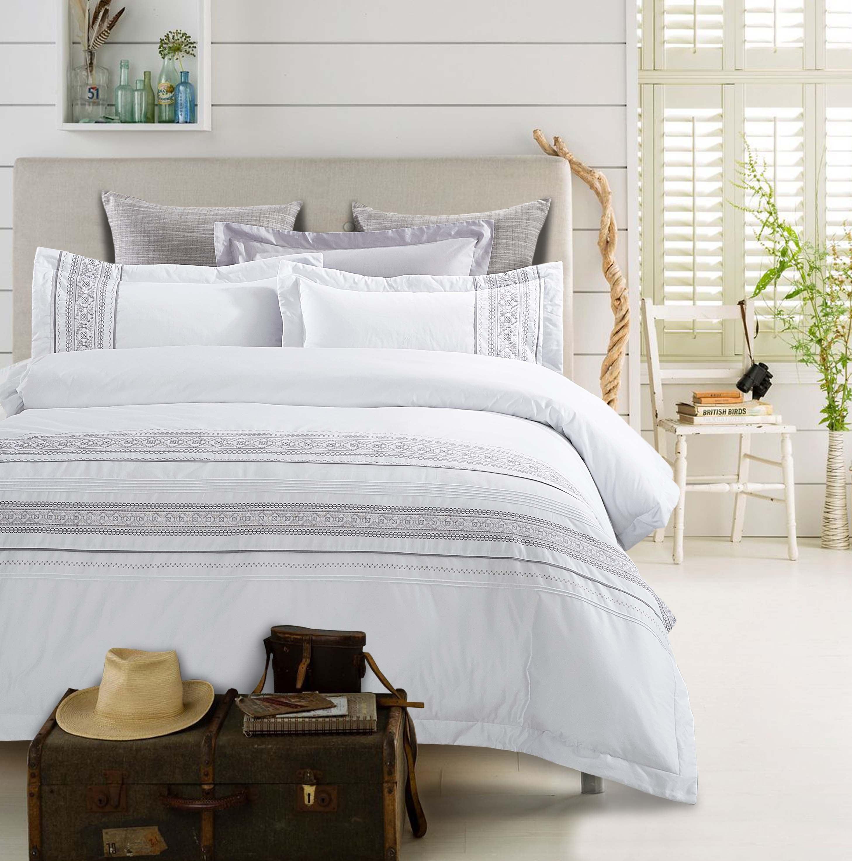 100% Cotton Embroidered Geometric Duvet Cover Set - Duvet Cover Set by Superior Brand