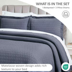 Lightweight Cotton Bedspread Sets 3-Piece Calvert Diamond Matelassé Jacquard - Bedspread by Superior Brand