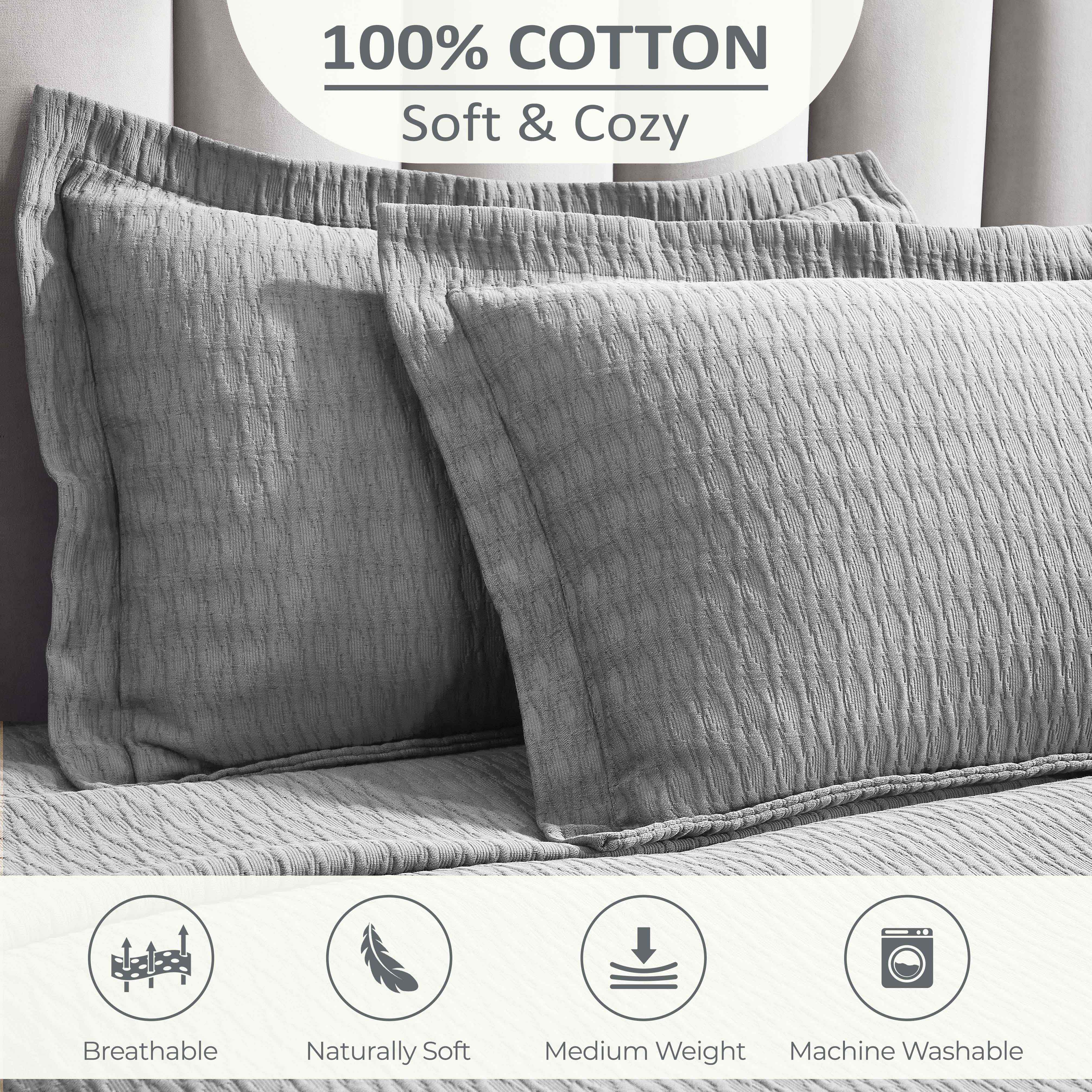 Lightweight Cotton Bedspread Sets 3-Piece Calvert Diamond Matelassé Jacquard - Bedspread by Superior Brand