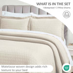 Lightweight Cotton Bedspread Sets 3-Piece Calvert Diamond Matelassé Jacquard - Bedspread by Superior Brand