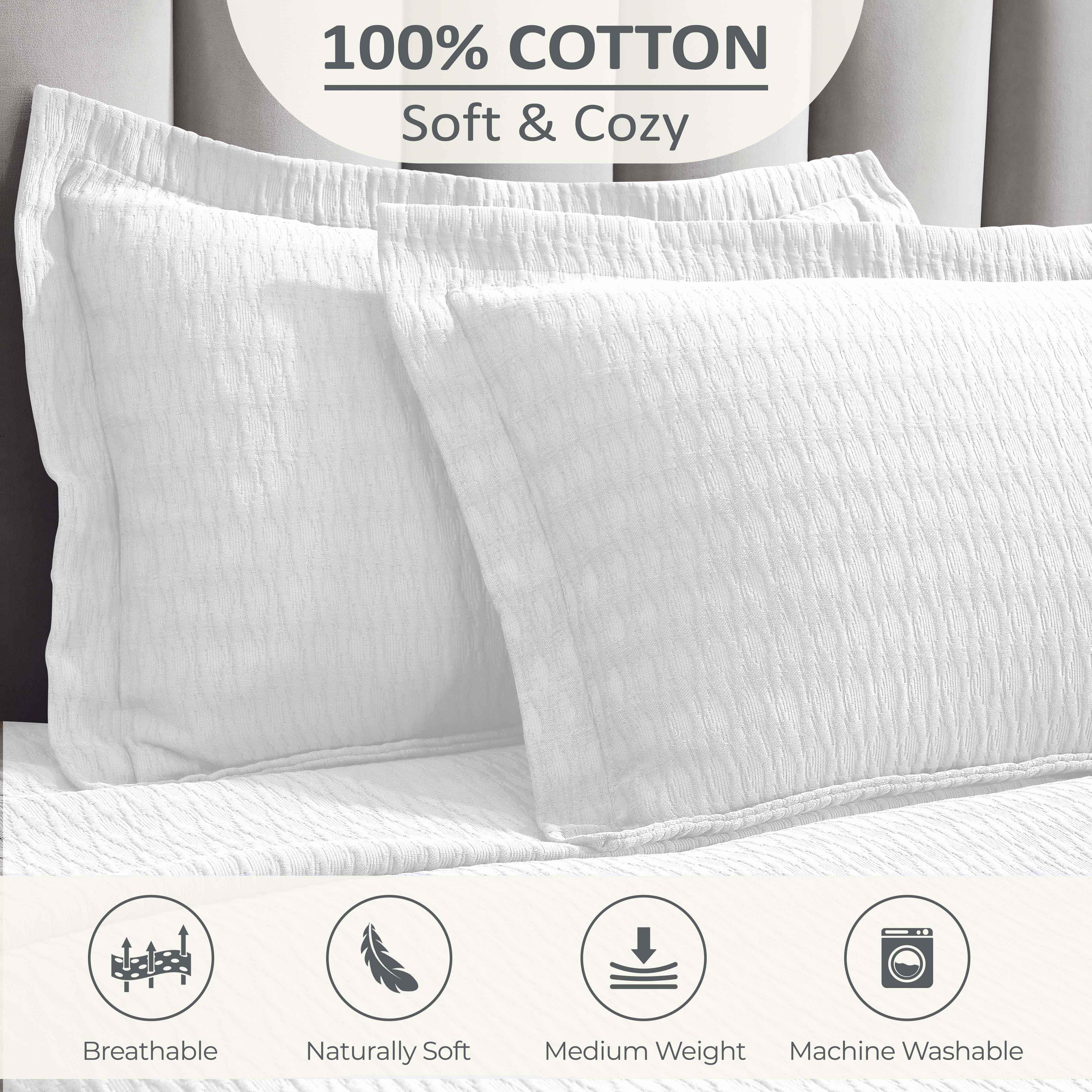 Lightweight Cotton Bedspread Sets 3-Piece Calvert Diamond Matelassé Jacquard - Bedspread by Superior Brand