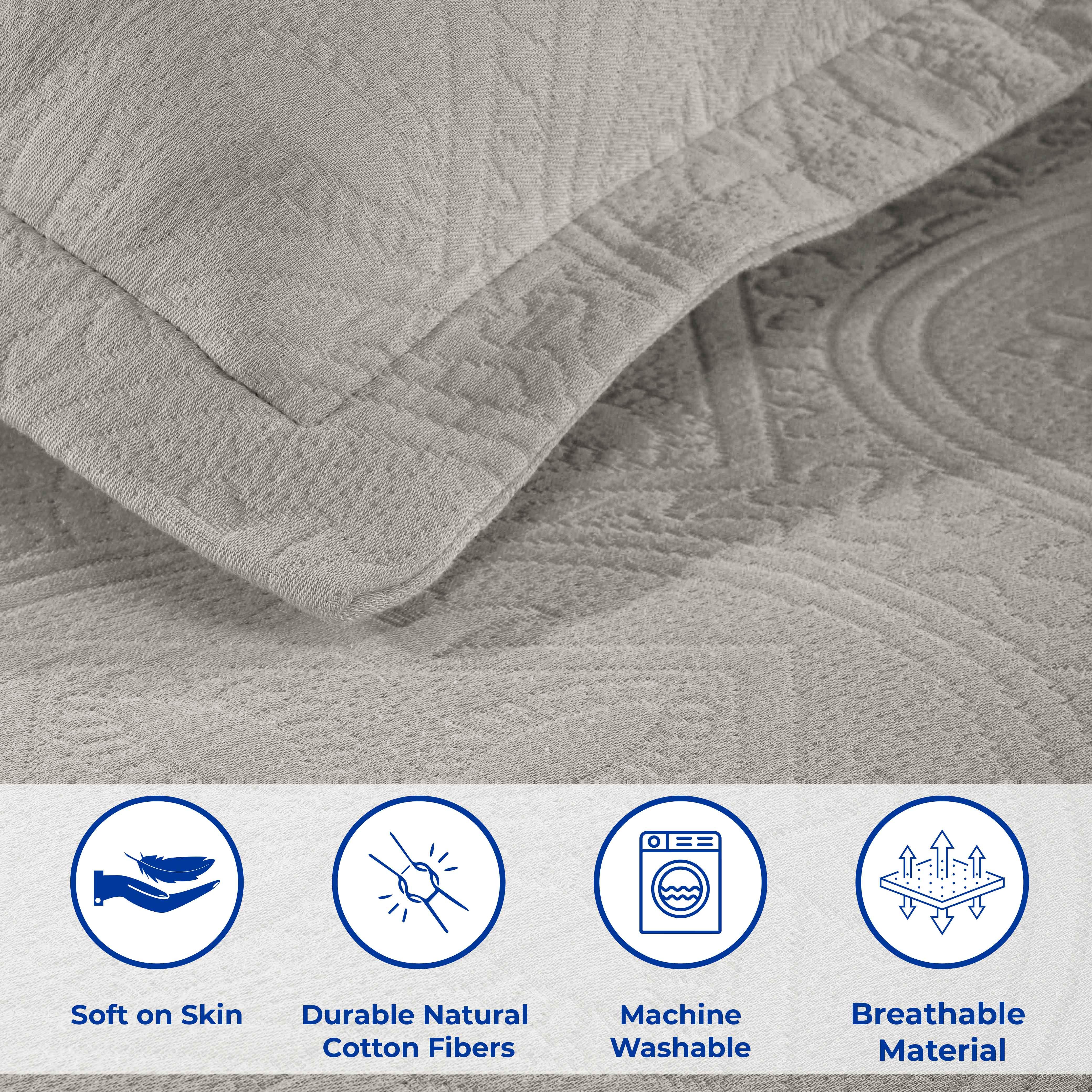 Lightweight Cotton Bedspread Sets 3-Piece Celtic Circle Jacquard Matelassé - Bedspread by Superior Brand