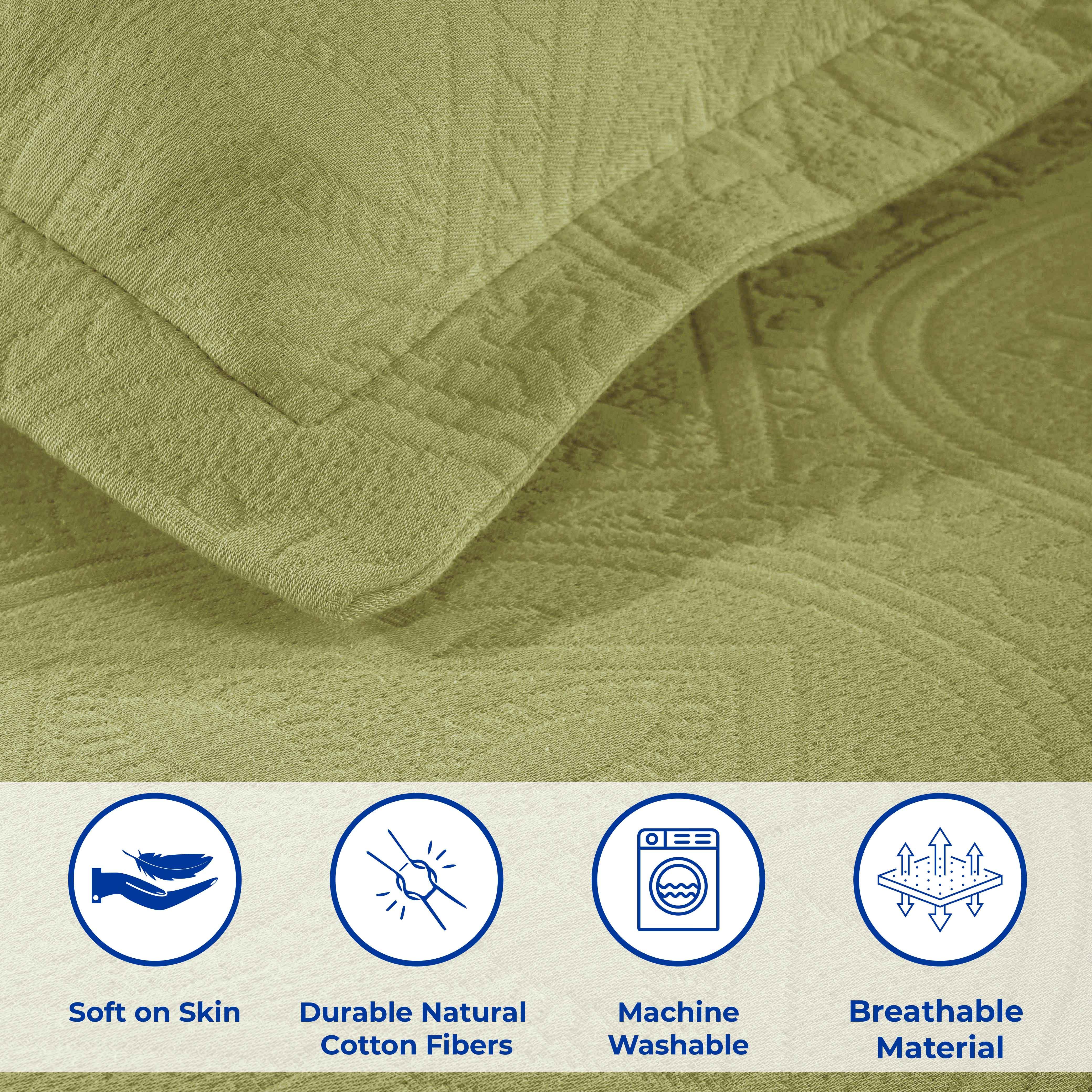 Lightweight Cotton Bedspread Sets 3-Piece Celtic Circle Jacquard Matelassé - Bedspread by Superior Brand