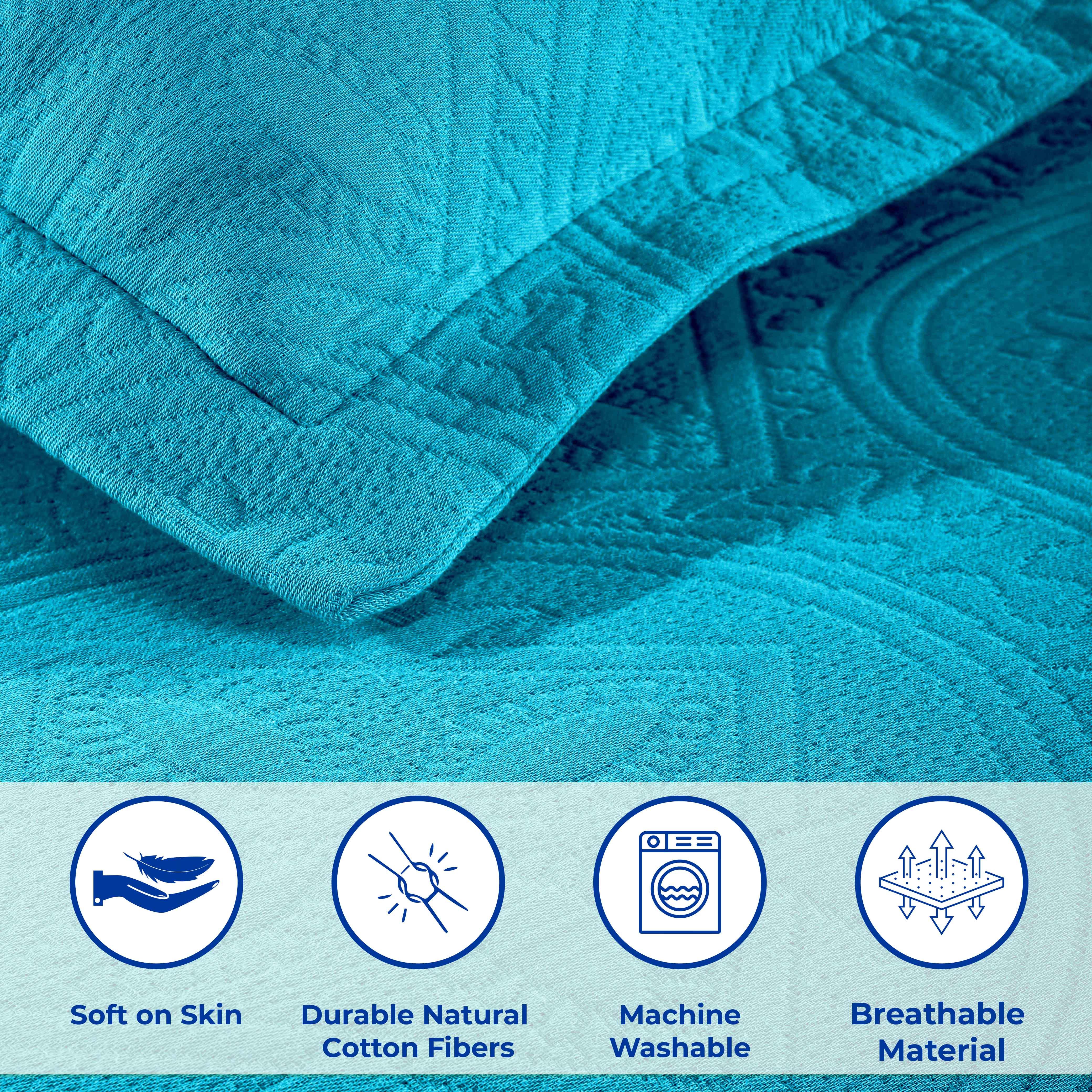 Lightweight Cotton Bedspread Sets 3-Piece Celtic Circle Jacquard Matelassé - Bedspread by Superior Brand