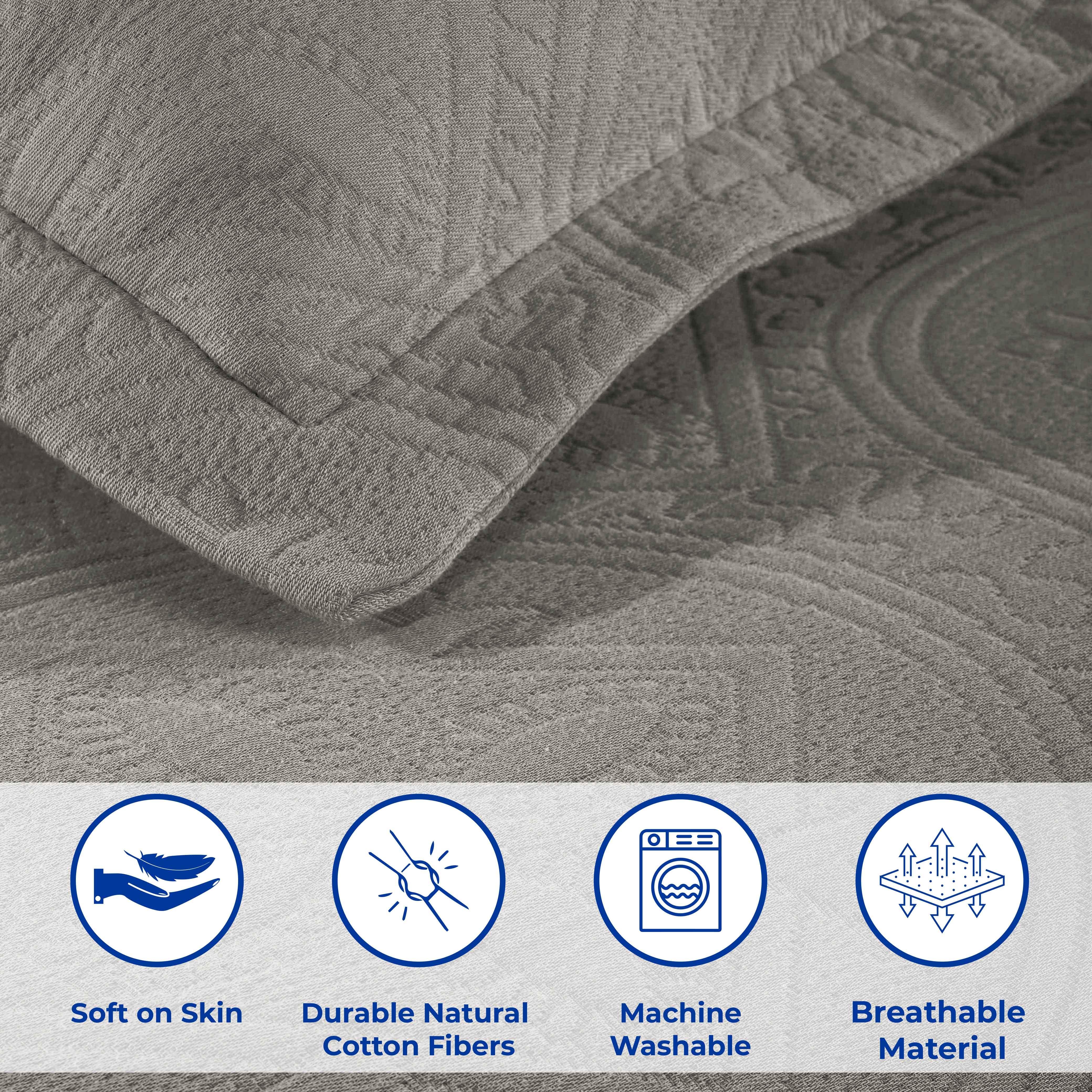 Lightweight Cotton Bedspread Sets 3-Piece Celtic Circle Jacquard Matelassé - Bedspread by Superior Brand