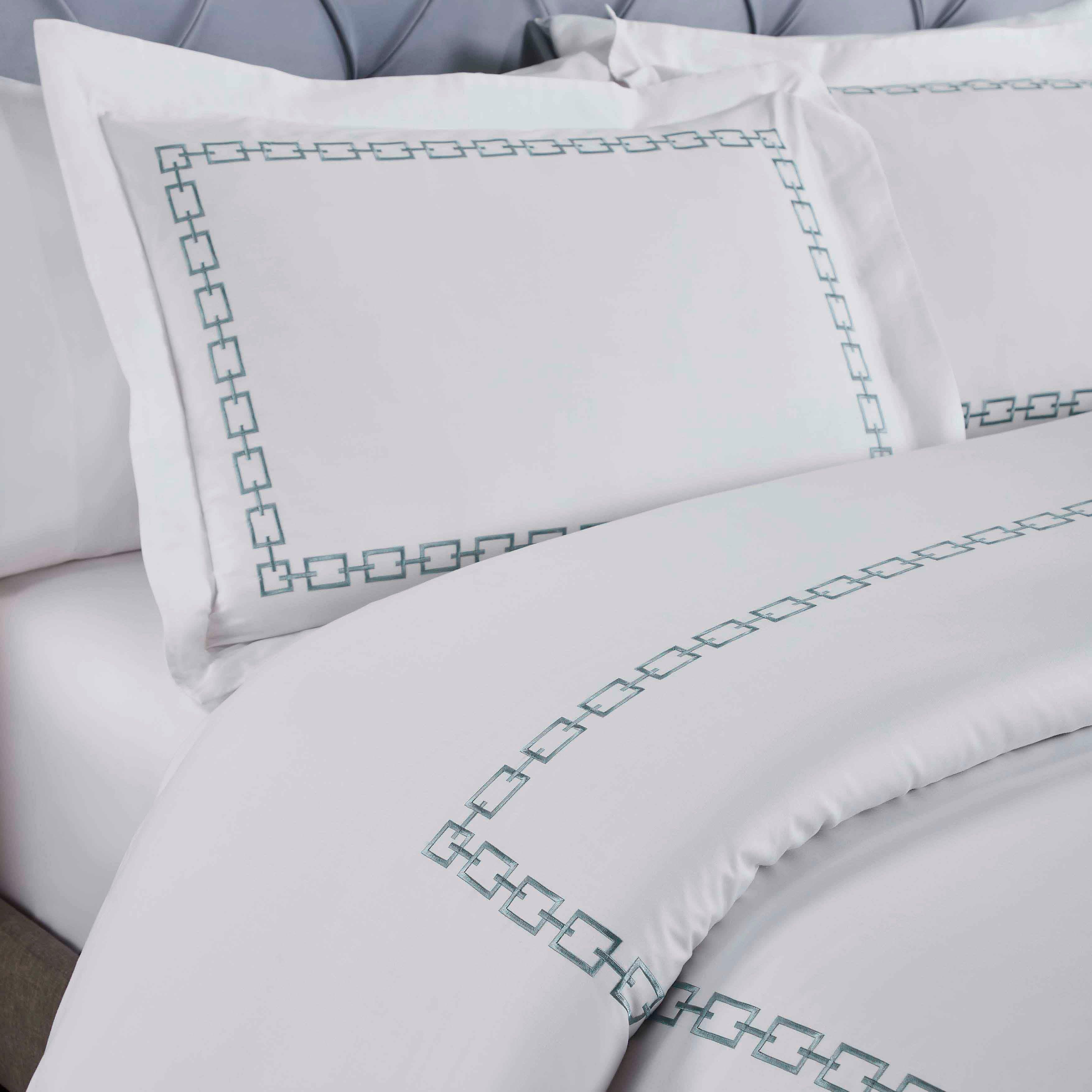 100% Cotton Chain Links Embroidered Duvet Cover Set - Duvet Cover Set by Superior Brand