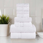 Chevron Zero Twist Solid and Jacquard Cotton 8 Piece Towel Set - Towel Set by Superior Brand