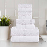 Chevron Zero Twist Solid and Jacquard Cotton 8 Piece Towel Set - Towel Set by Superior Brand