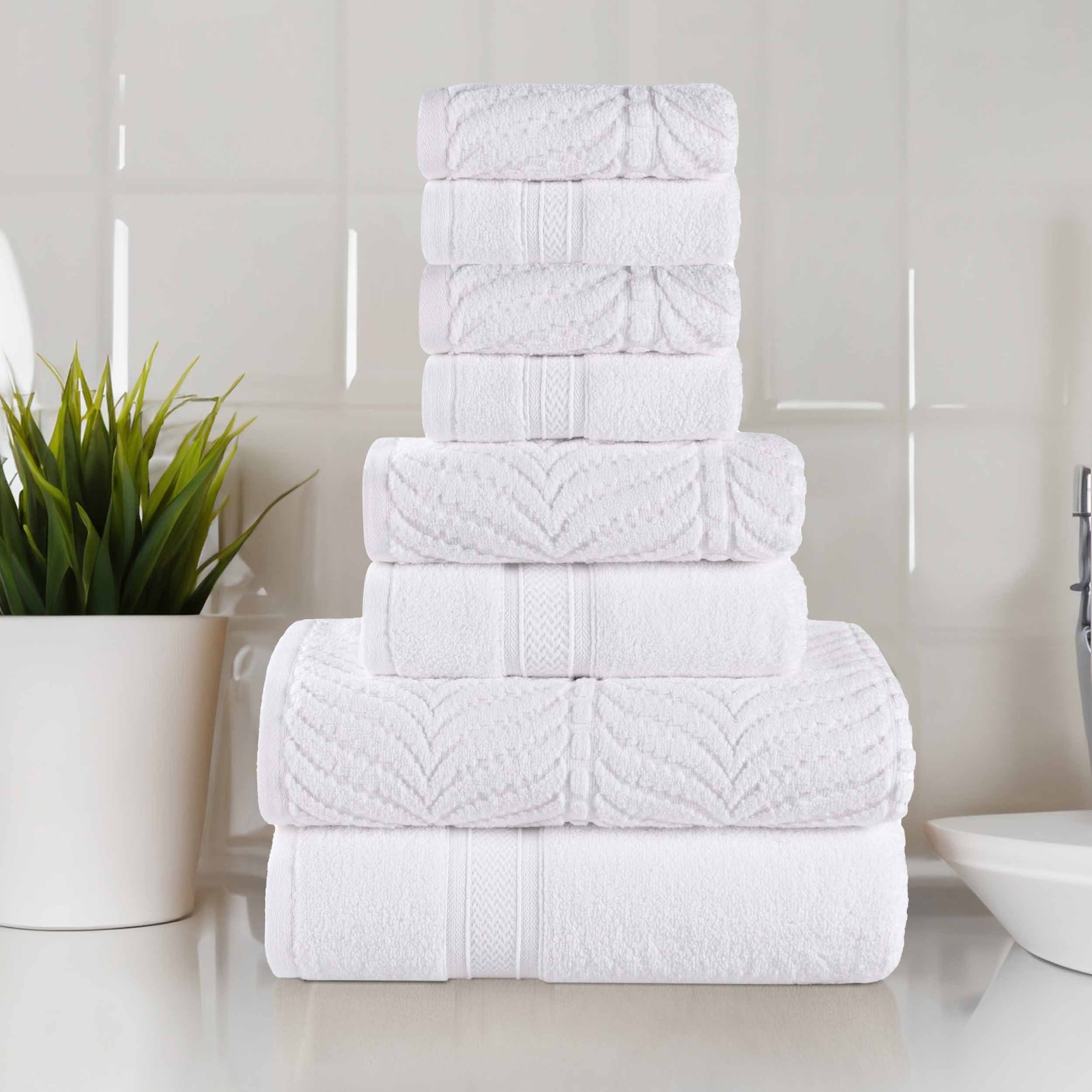 Chevron Zero Twist Solid and Jacquard Cotton 8 Piece Towel Set - Towel Set by Superior Brand