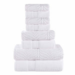 Chevron Zero Twist Solid and Jacquard Cotton 8 Piece Towel Set - Towel Set by Superior Brand
