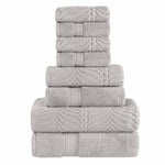 Chevron Zero Twist Solid and Jacquard Cotton 8 Piece Towel Set - Towel Set by Superior Brand