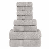 Chevron Zero Twist Solid and Jacquard Cotton 8 Piece Towel Set - Towel Set by Superior Brand