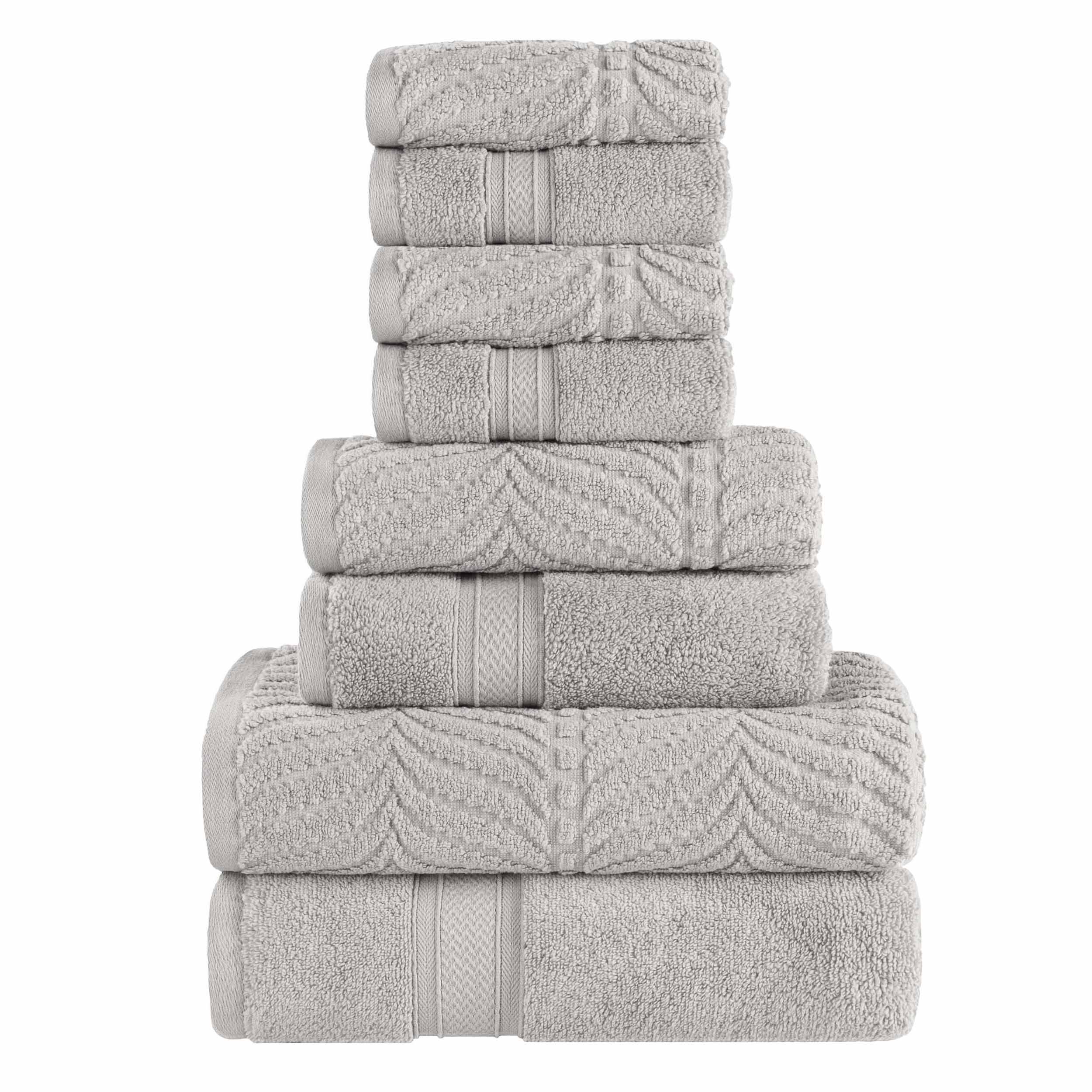 Chevron Zero Twist Solid and Jacquard Cotton 8 Piece Towel Set - Towel Set by Superior Brand
