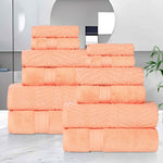 Chevron Zero Twist Solid and Jacquard Soft Cotton 12 Piece Towel Set - Towel Set by Superior Brand