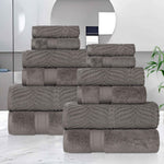 Chevron Zero Twist Solid and Jacquard Soft Cotton 12 Piece Towel Set - Towel Set by Superior Brand