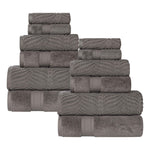 Chevron Zero Twist Solid and Jacquard Soft Cotton 12 Piece Towel Set - Towel Set by Superior Brand